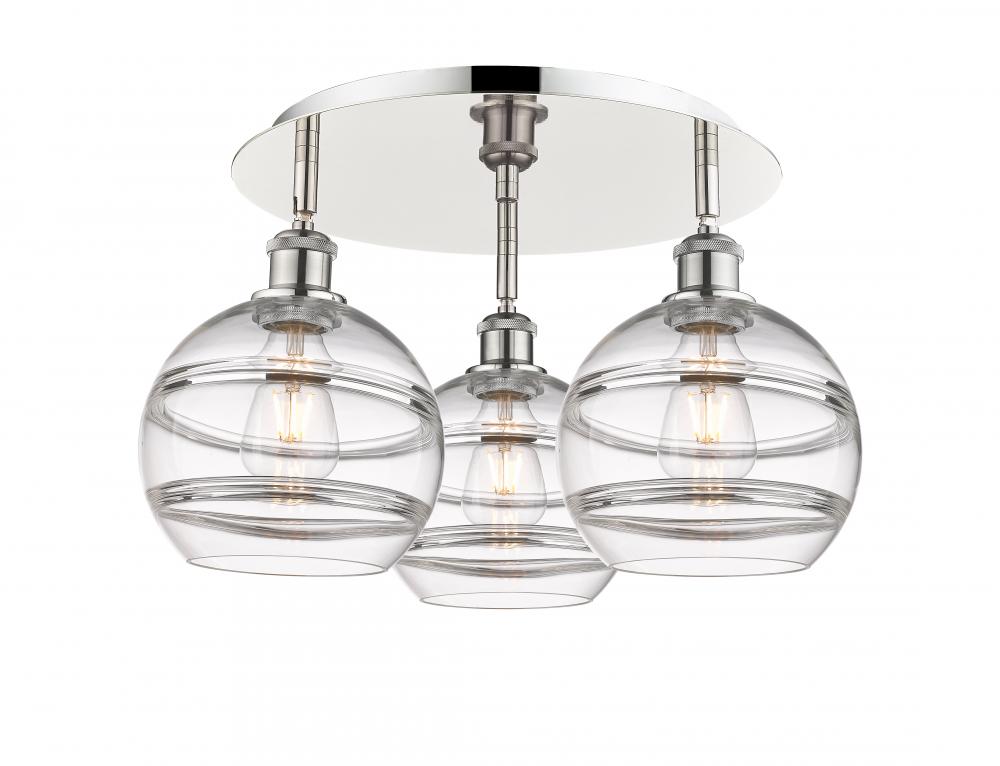 Rochester - 3 Light - 20 inch - Polished Nickel - Flush Mount