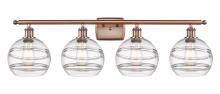 Innovations Lighting 516-4W-AC-G556-8CL - Rochester - 4 Light - 38 inch - Antique Copper - Bath Vanity Light